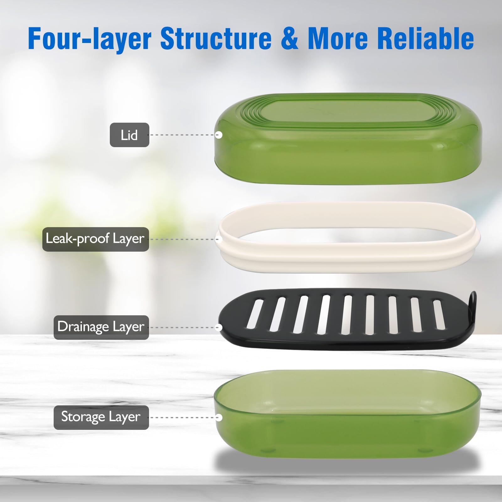 Aimaiaimai Solid Shampoo Holder, Travel Soap Container, Large Soap Box, Soap Dish With Draining Layer, Soap Case For Bathroom, T