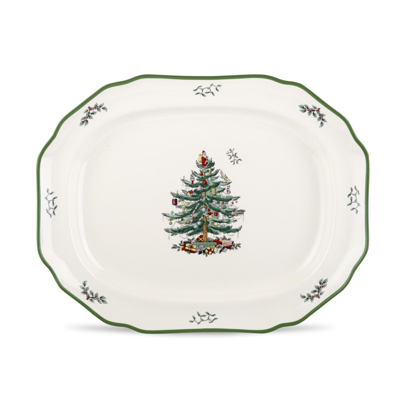 Spode Christmas Tree 19 Serving Platter - Porcelain Holiday Serving Tray for Entertaining - Dishwasher & Microwave Safe - Classi