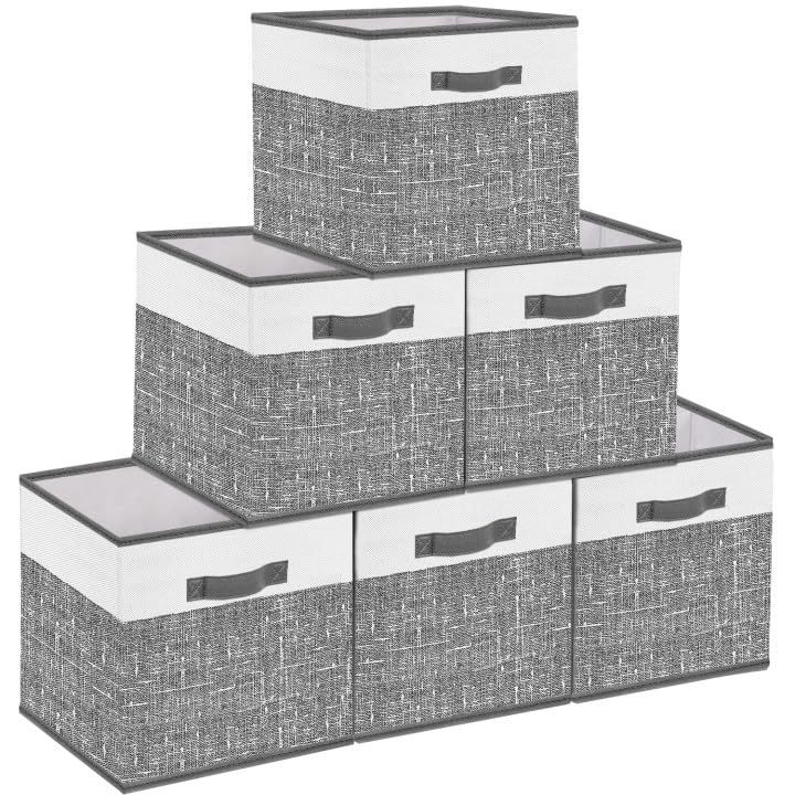 Homyfort 12X12 Cube Storage Bins - Fabric Organizers And Storage, Collapsible Storage Basket For Shelves, Closet, Nursery, Set O