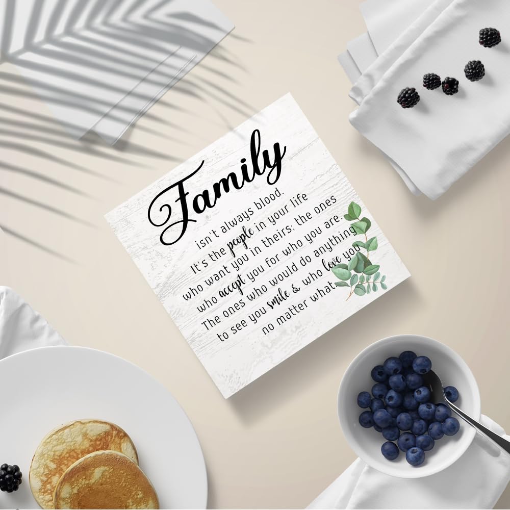 PUVOXHO Family isn't Always Blood it's The People in Your Life Wooden Sign Desk Decor, for Home Farmhouse Bedroom Office Social