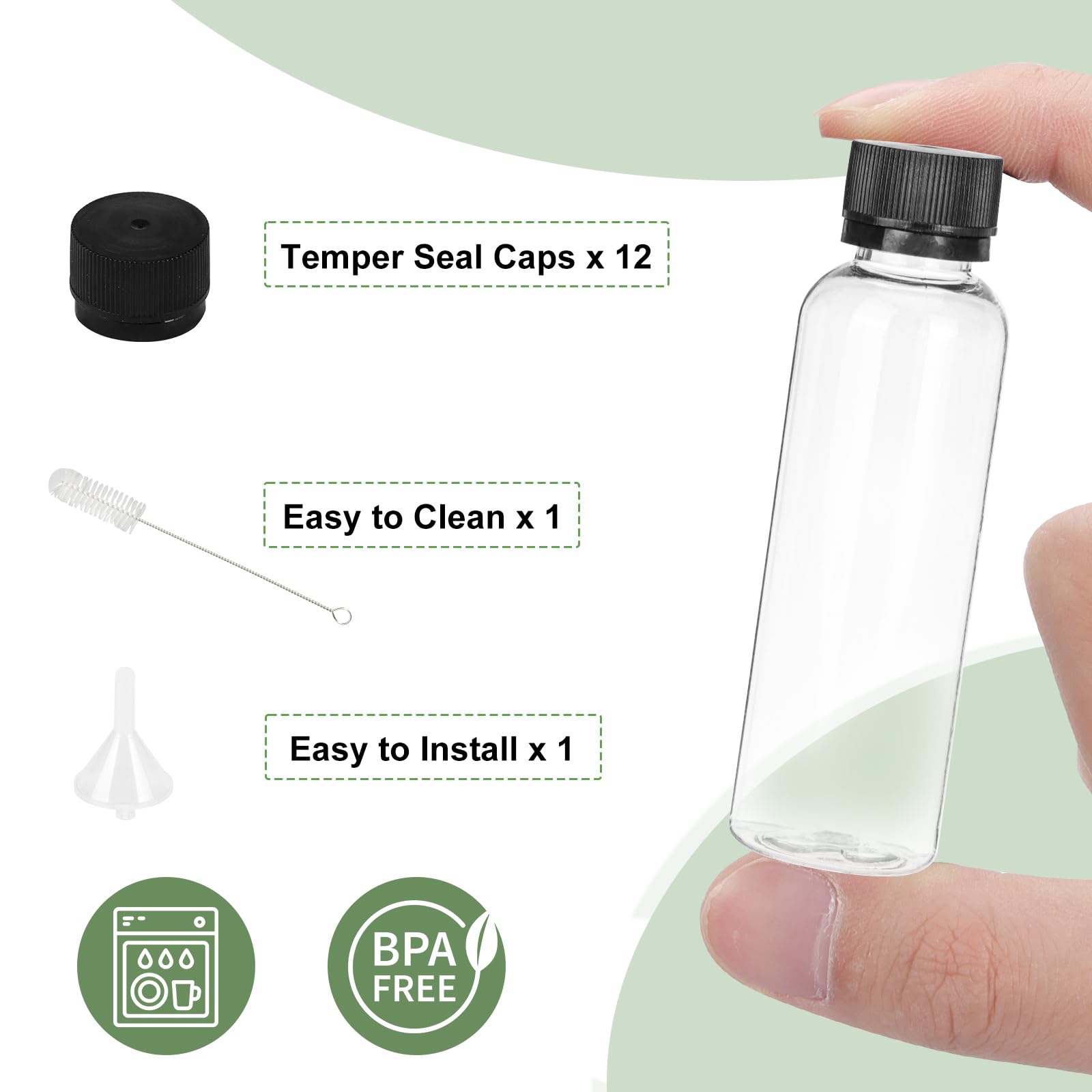 Moretoes 2Oz Shot Bottles With Caps, 12Pcs Plastic Juice Bottles, Reusable Leak-Proof Containers With Cap For Juices, Ginger Sho