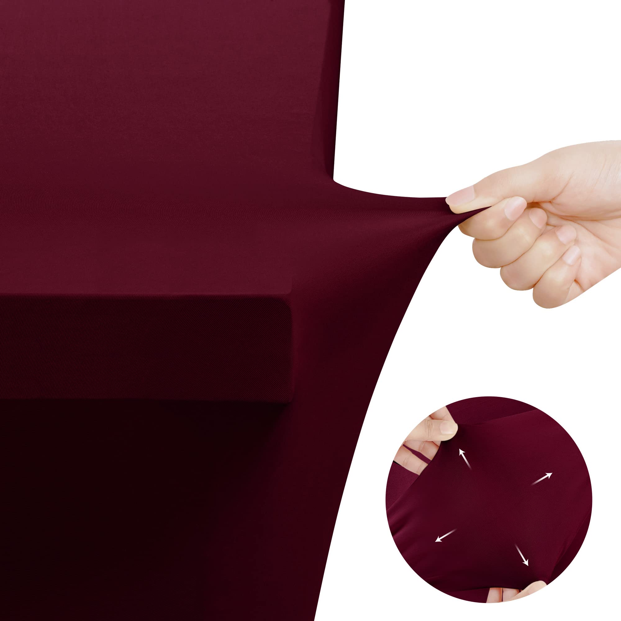 Utopia Kitchen Spandex Tablecloth 2 Pack [6FT  Burgundy] Tight  Fitted  Washable and Wrinkle Resistant Stretch Rectangular Patio Table Cover for Event  Wedding  Banquet & Parties [72Lx30Wx30H Inch]