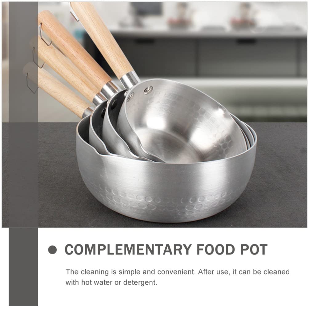 Hemoton Nonstick Saucepan Stainless Steel Yukihira Pan Small Sauce Pot Traditional Japanese Saucepan With Wooden Handle For Rame