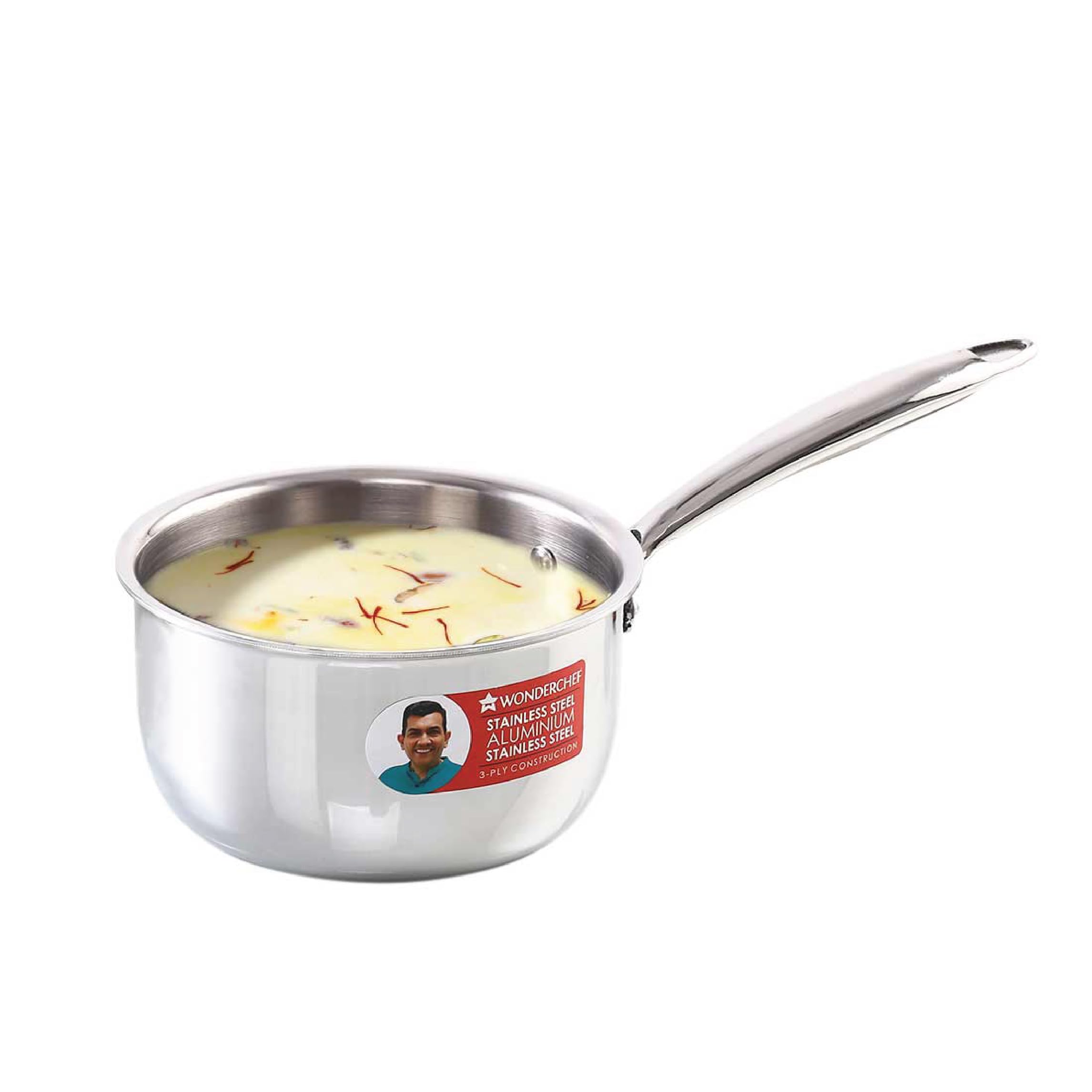 Wonderchef Nigella Tri-Ply Stainless Steel 16 Cm Sauce Pan | 1.5 Liters | 2.6Mm Thickness | Silver |10 Years Warranty