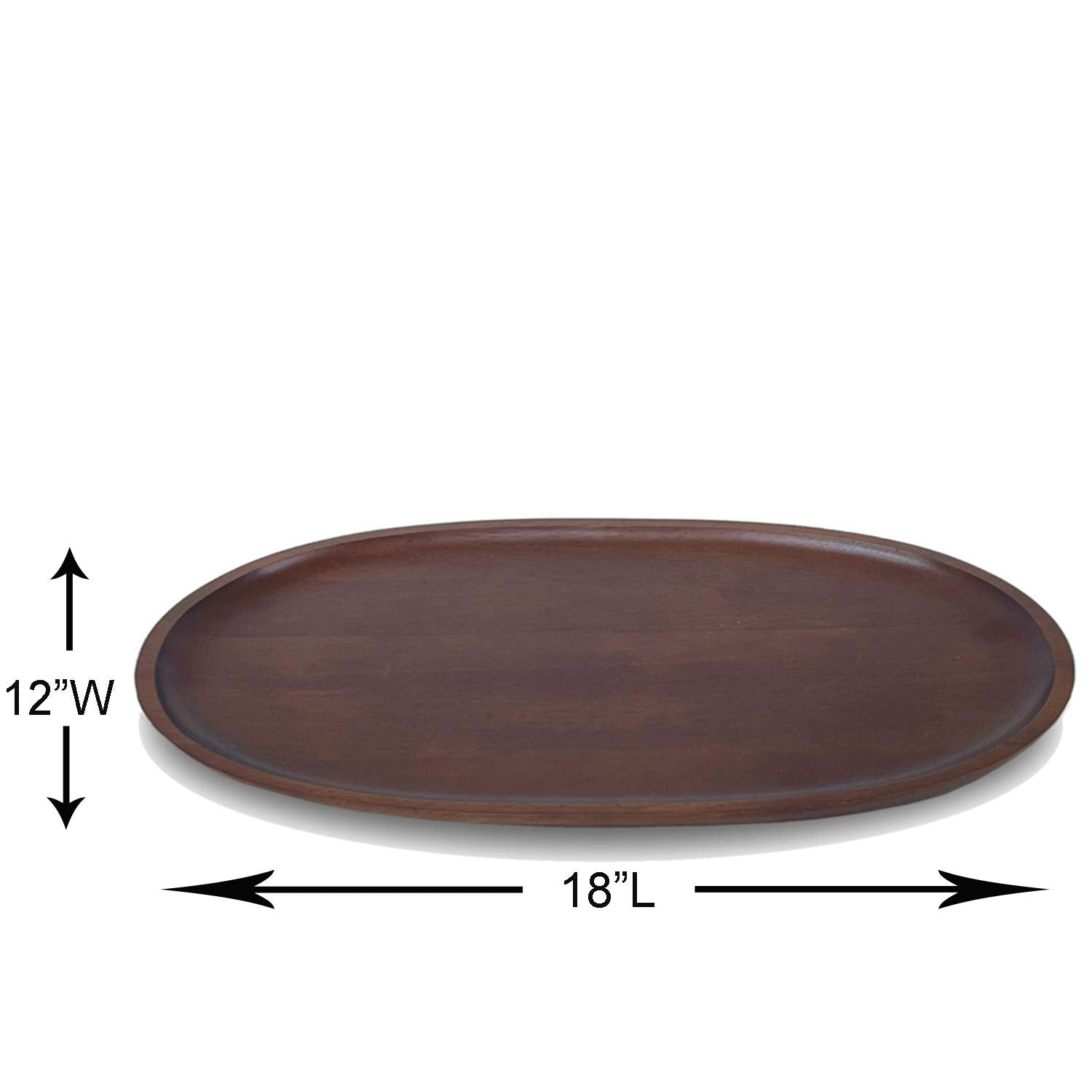 Woodard & Charles Extra Large Wood Oval Serving Tray, Walnut Stained, 12'' X 18''