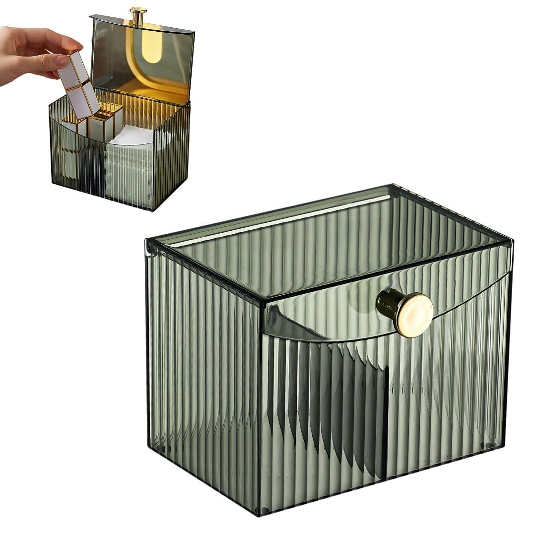 Zollyss Cosmetic And Makeup Organizer Box, Cotton Swabs Storage With Lid,Makeup Pad Holder, Bathroom Canister Multipurpose Box D