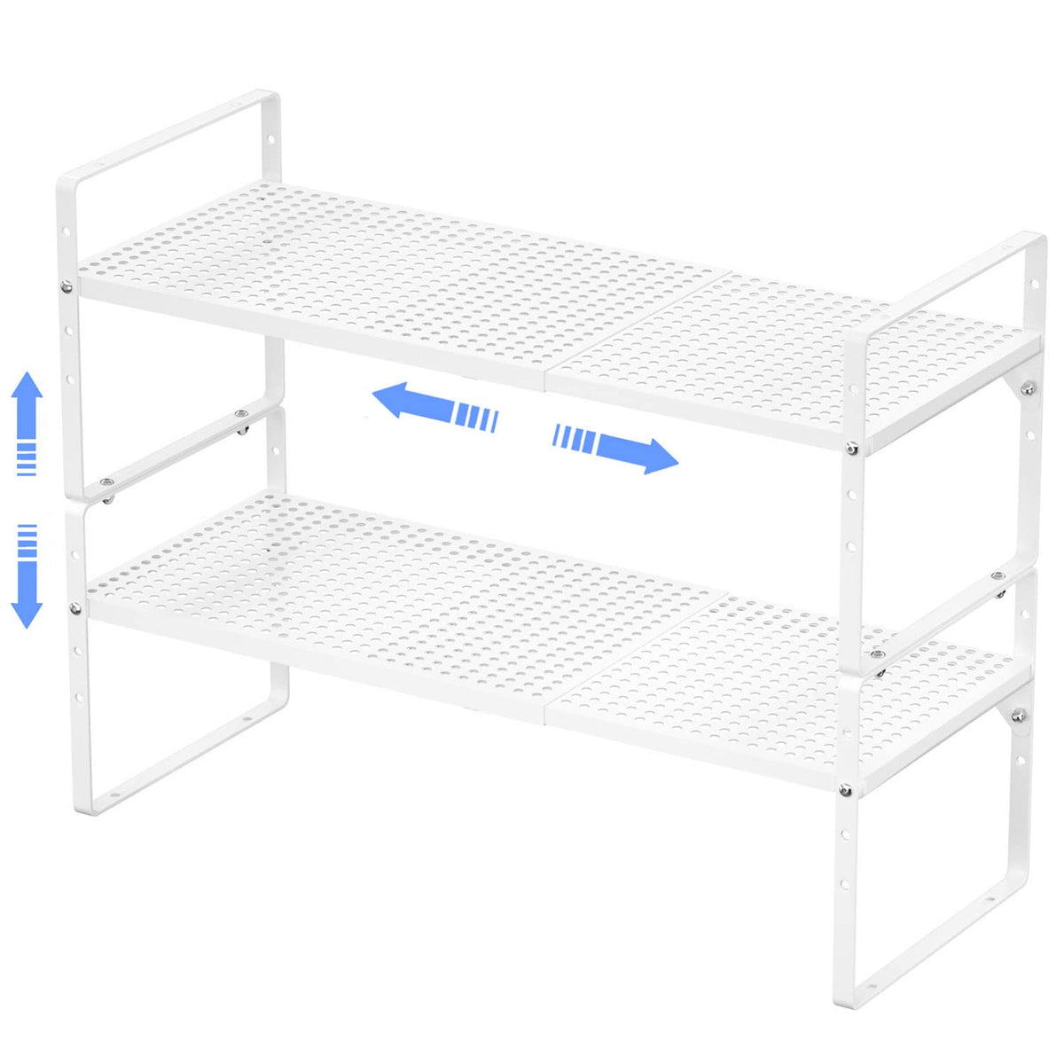 Arcci Expandable Kitchen Cabinet Shelf Organizers 2 Pack, Stackable Metal Pantry Storage Shelves Rack, Adjustable Counter Shelf