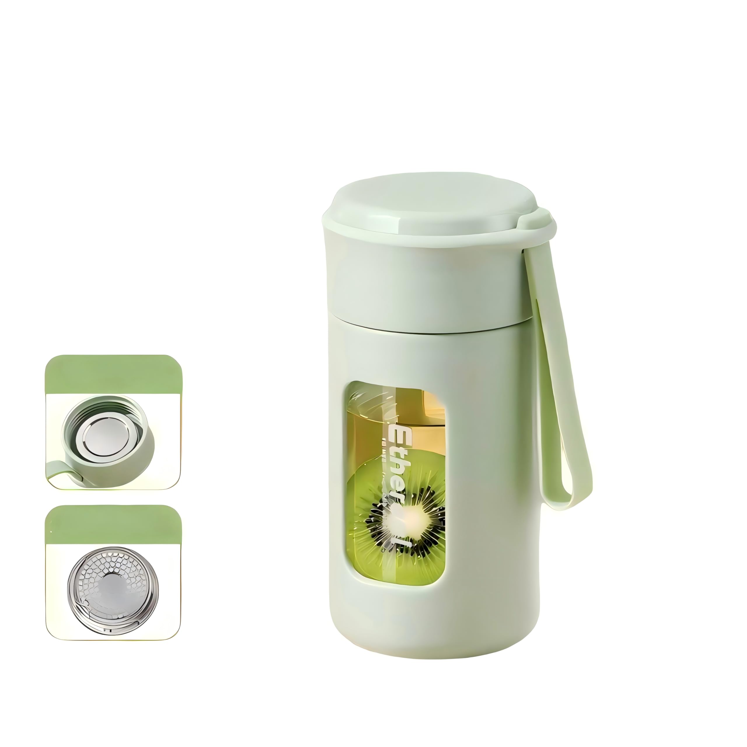 DEDEYA 8oz PP Coated Small Glass Water Bottle (Light Green)