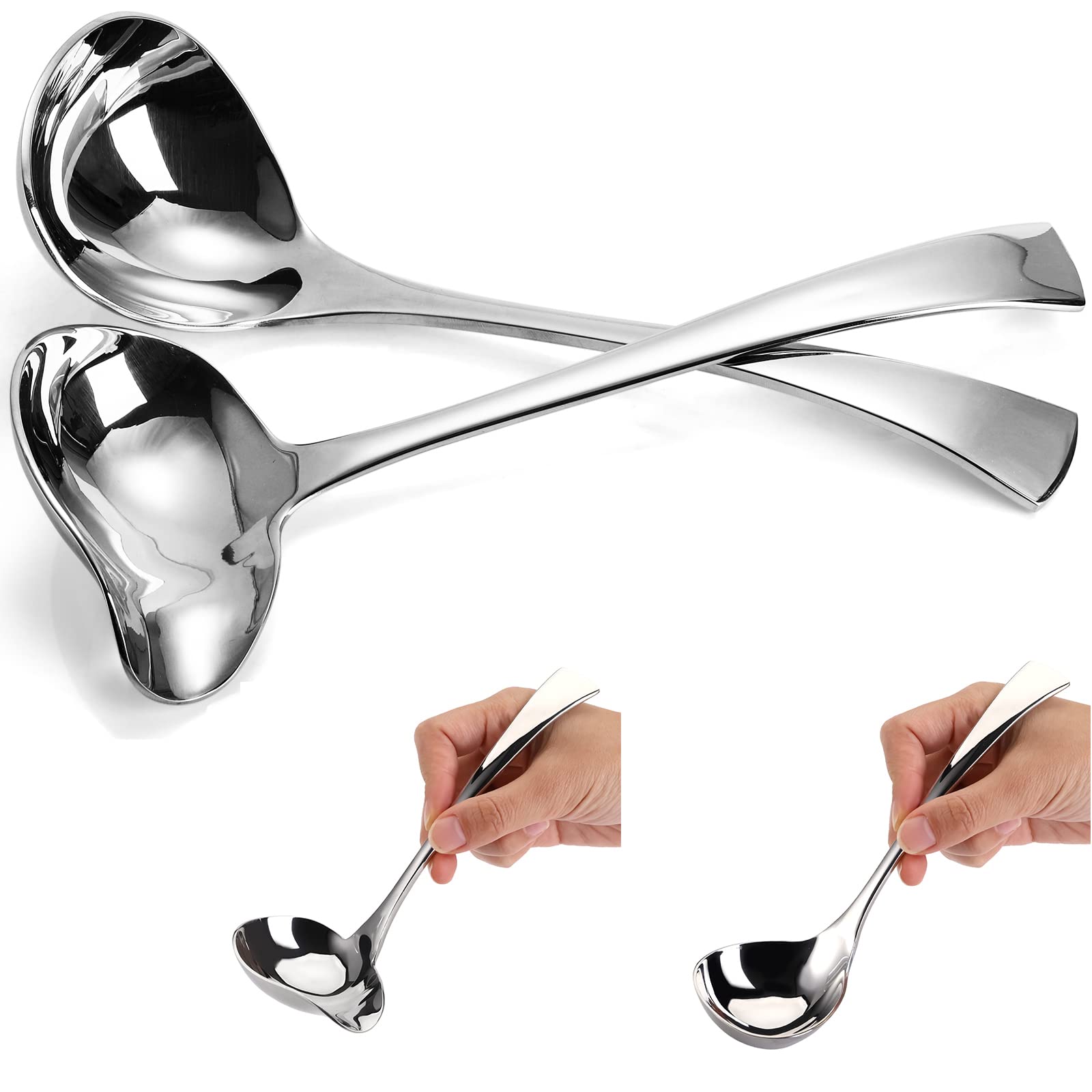 Yarlung Set of 2 Gravy Spoon Small Ladle 7 Inch Sauce Drizzle Spoon with Spout  18/10 Stainless Steel Mini Soup Ladle Kitchen Utensils Table Serving