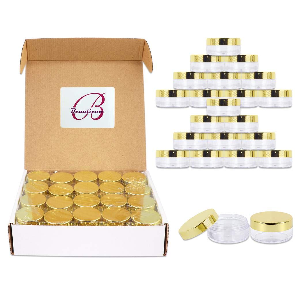 Beauticom 10G/10Ml (0.35 Fl Oz) Round Clear Jars With Round Top Lids For Creams, Lotions, Make Up, Powders, Glitters, And More..