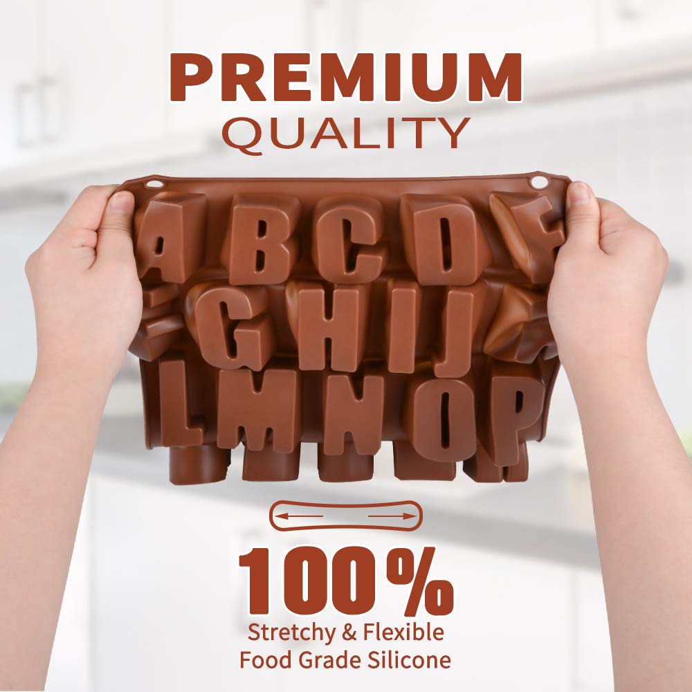 26 Cavities Large Letter Molds Silicone Alphabet Mold For Crayon, Resin, Chocolate, Candy, Wax, Cake Baking Decor (1)