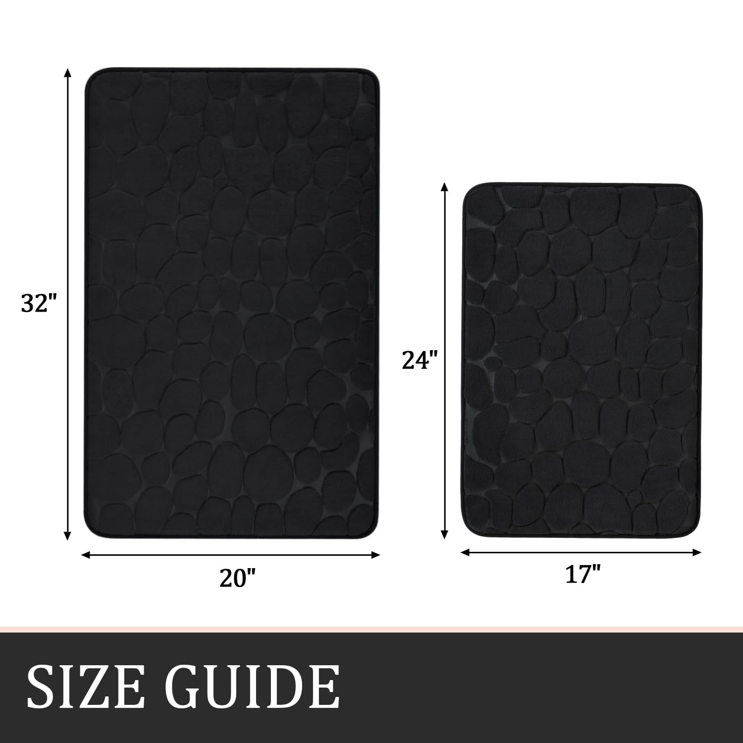 Yihouse Bathroom Rugs Sets 2 Piece, Cobblestone Memory Foam Bathroom Mats Set Extra Thick, Non Slip Bath Mats For Bathroom, Wate