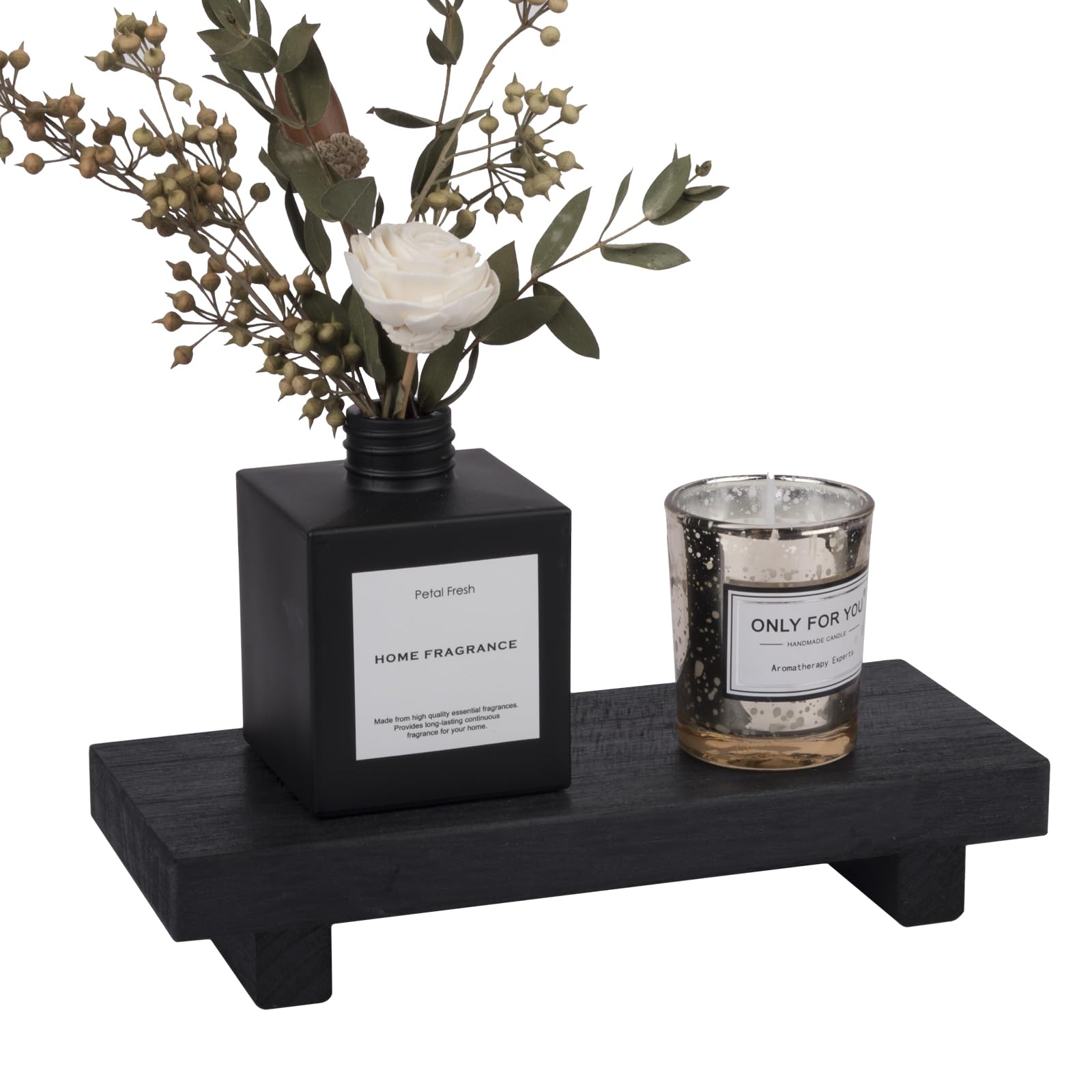 Small Wood Tray Pedestal Stand Farmhouse Bathroom Decor Decorative Wooden Riser Kitchen Soap Dish Holder For Vanity, Counter, Si