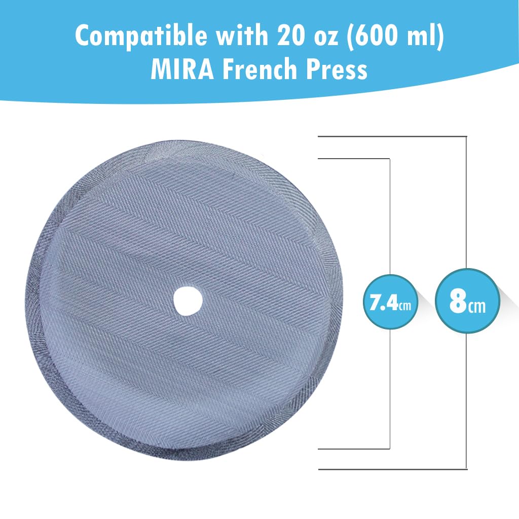 Mira Stainless Steel French Press Filters, Set Of 3, Fits Most 20 Oz French Presses