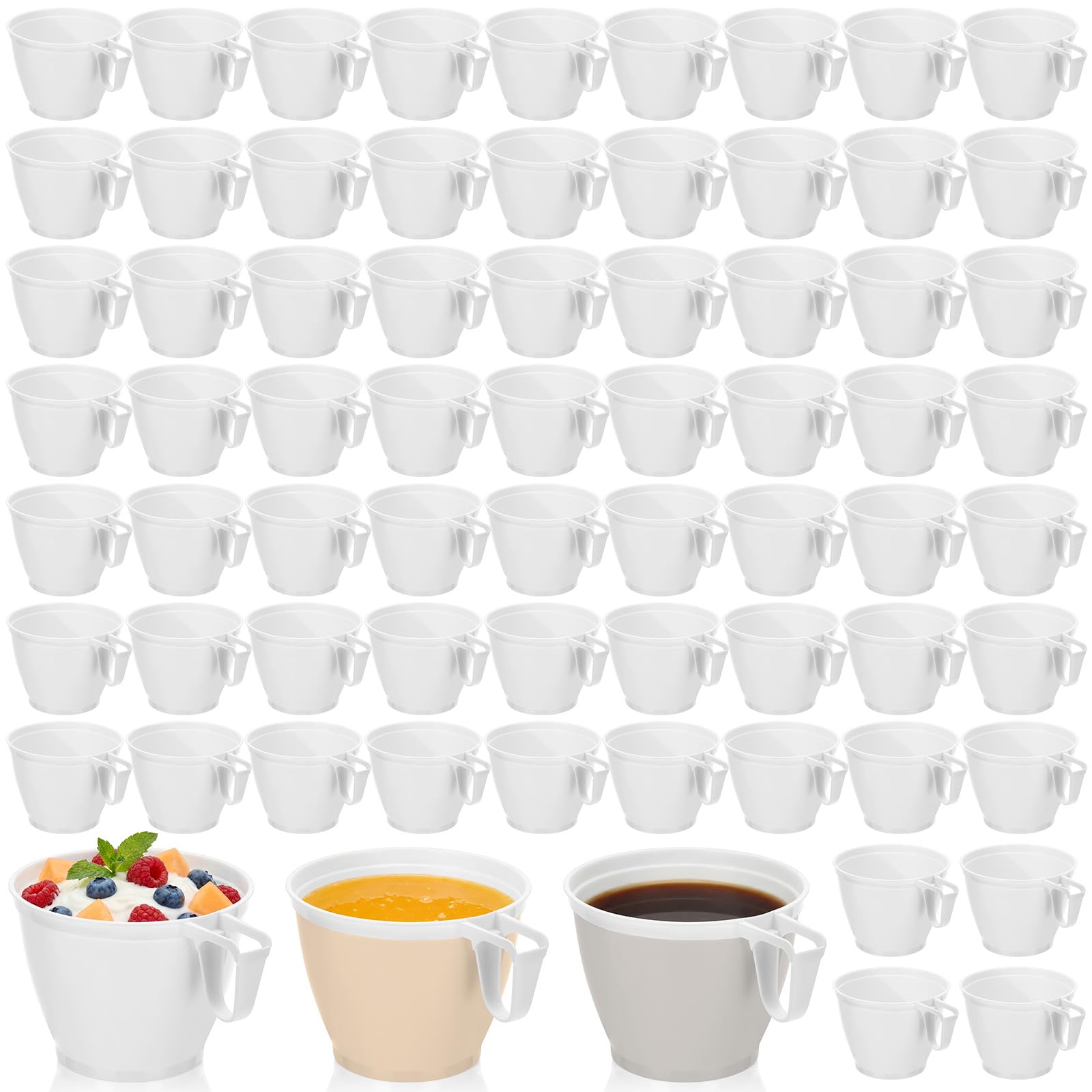 Acellegic 160 Pieces 5.7 oz Hard Plastic Coffee Cup Bulk Tea Mug with Handle Disposable Mugs Plastic Coffee Mugs for Wedding Par