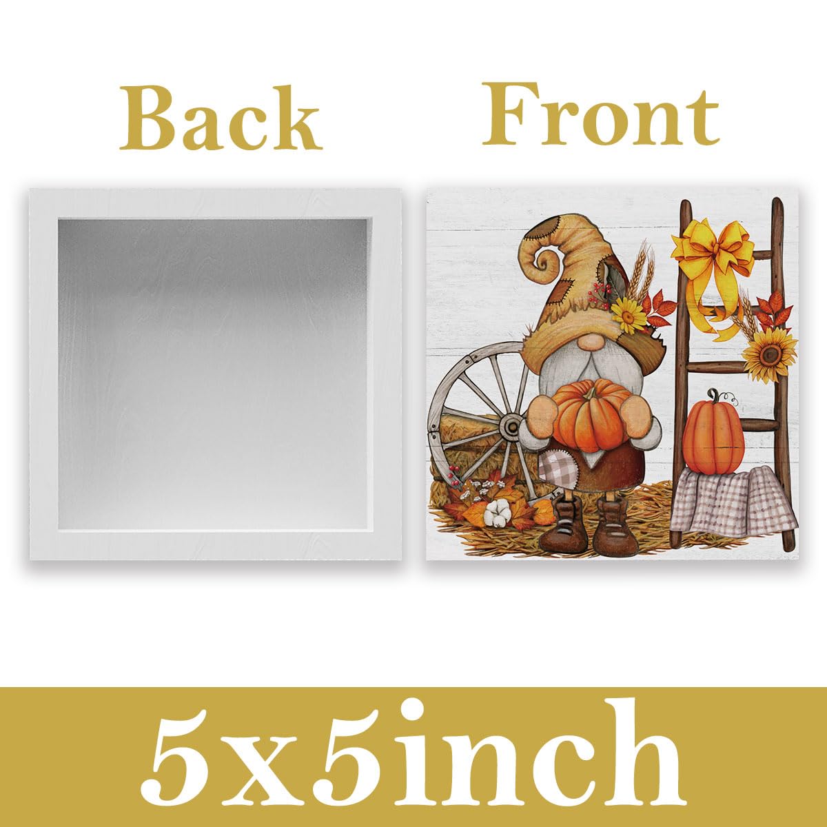 Fall Gnomes Sign Fall Decorations for Home Office Indoor Fall Desk Decor for Bathroom Bedroom Autumn Thansgiving Decor 5 x 5 Inc