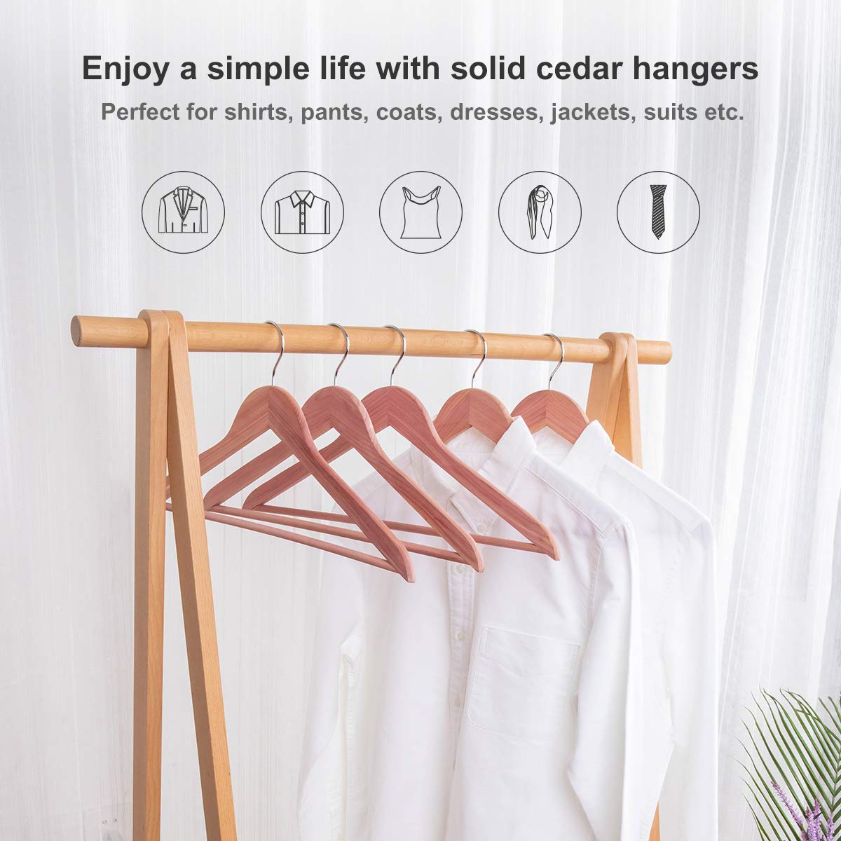 Elong Home Cedar Hangers 30 Pack, American Red Cedar Wood Suit Hangers With 360 Swivel Hook, Smooth Surface Slim Cedar Wood Coat