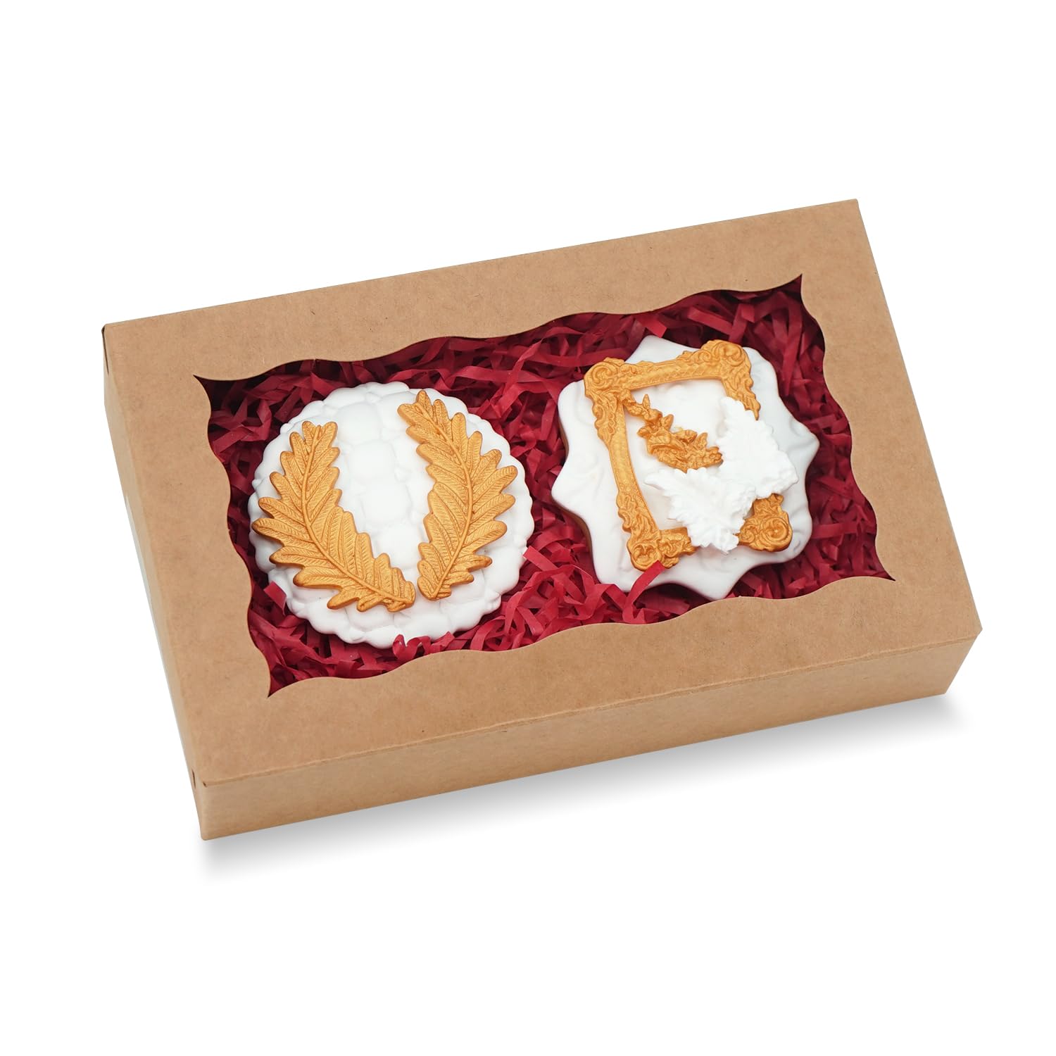 XINHPKGG 50 Pcs Cookie Boxes 7 x 4 3/8 x 1 1/2 Inch Bakery Boxes with Window Treat Box Dessert Box for Wedding Party Mothers Da