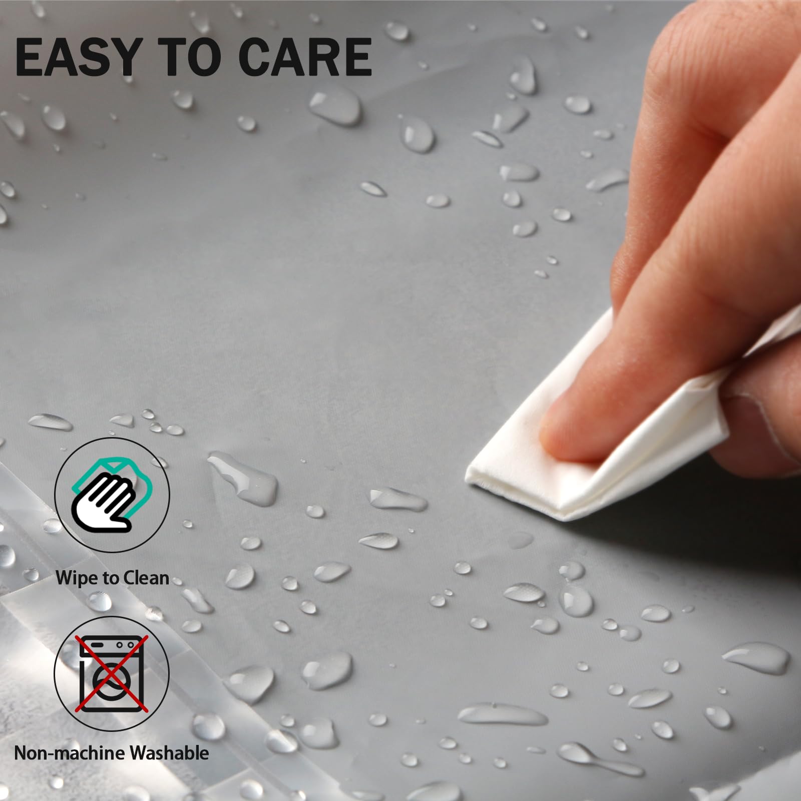 Color Block Shower Curtain, 72 X 72 Inch - Grey Shower Curtain, Plastic Waterproof Shower Curtain For Bathroom, With 12 Plastic