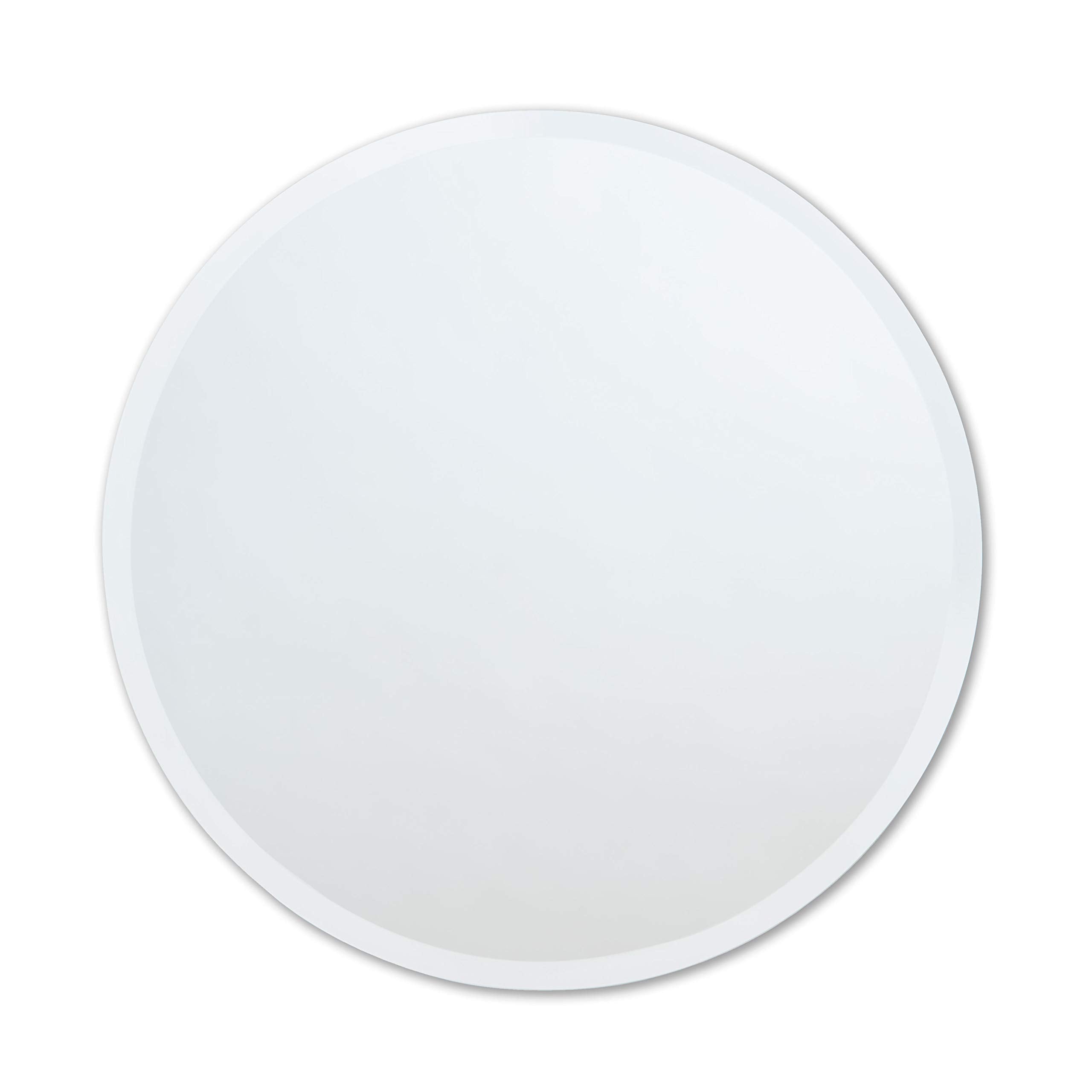 Better Bevel Frameless Round Mirror, 28'' Diameter Circle Bathroom Wall Mirror W/Beveled Edge