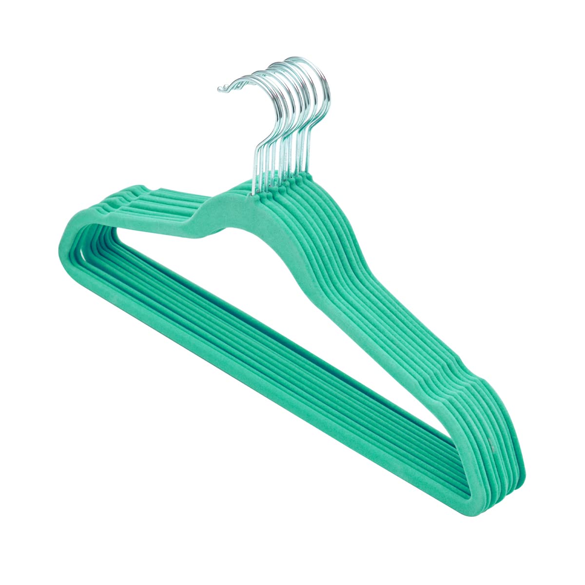 Home Basics Sunbeam Slip-Proof Snag-Free Ultra Slim Velvet Hanger With Rotating Steel Hook (Pack Of 10) (Turquoise)