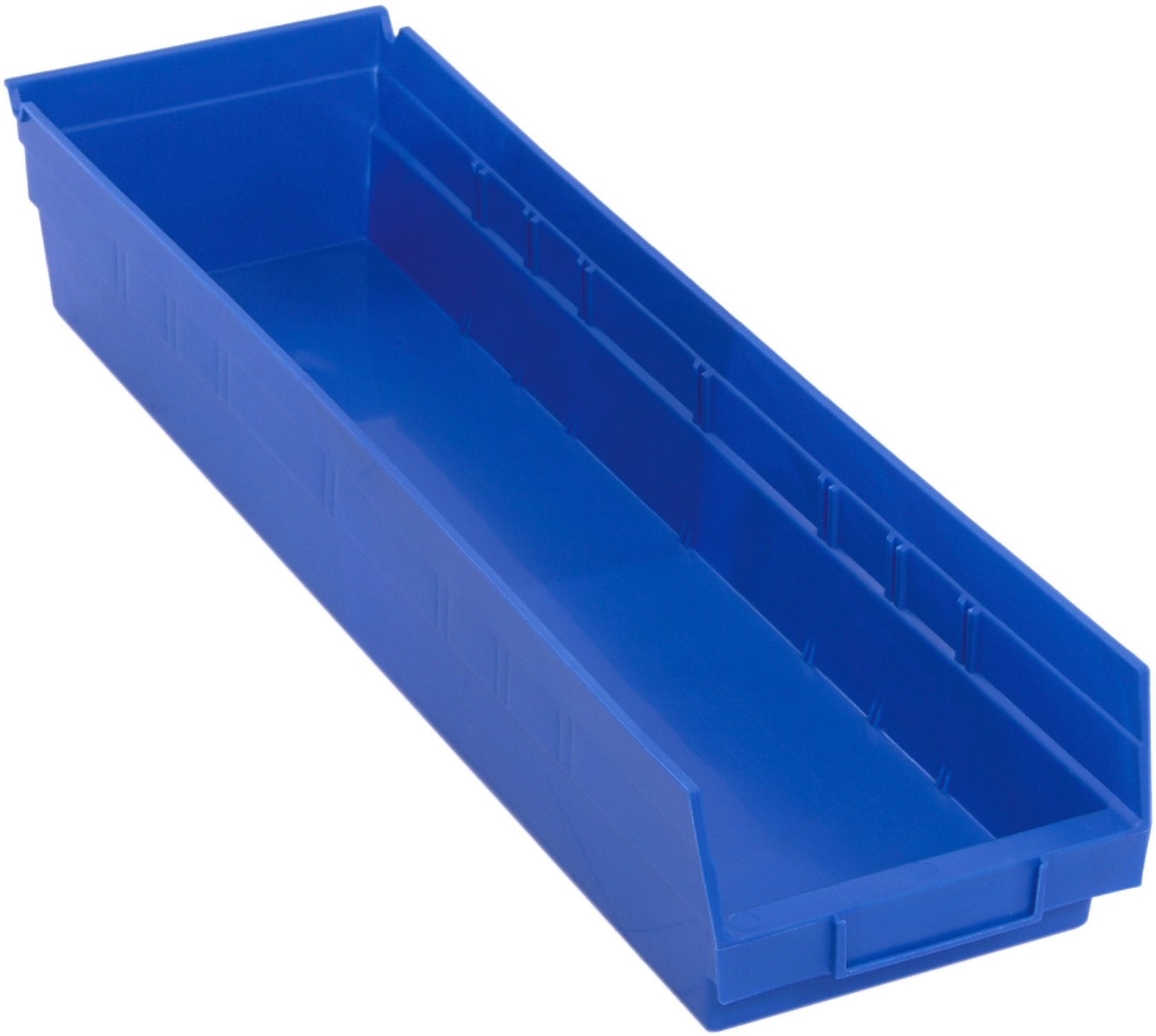 Quantum Storage Systems Qsb106Bl 8-Pack 4'' Hanging Plastic Shelf Bin Storage Containers, 23-5/8'' X 6-5/8'' X 4'' , Blue