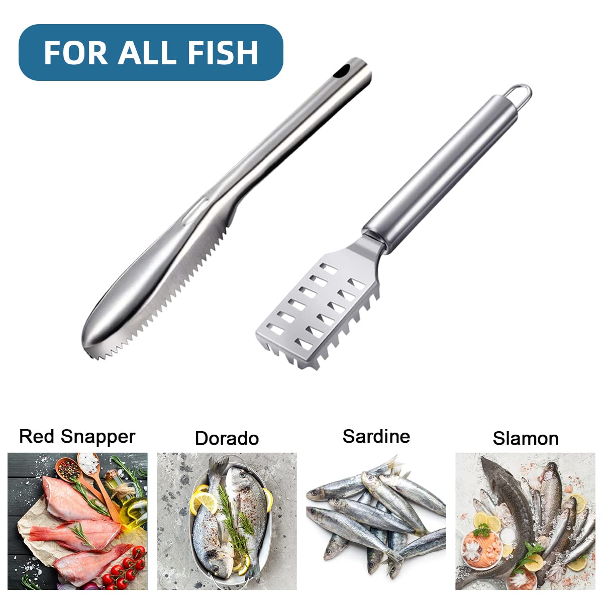 Fish Scaler Stainless Steel Fish Scaler Remover No Mess Easily Remove Fish Scales,Fish Skin Scraper For Kitchen Fish Cleaning Ki