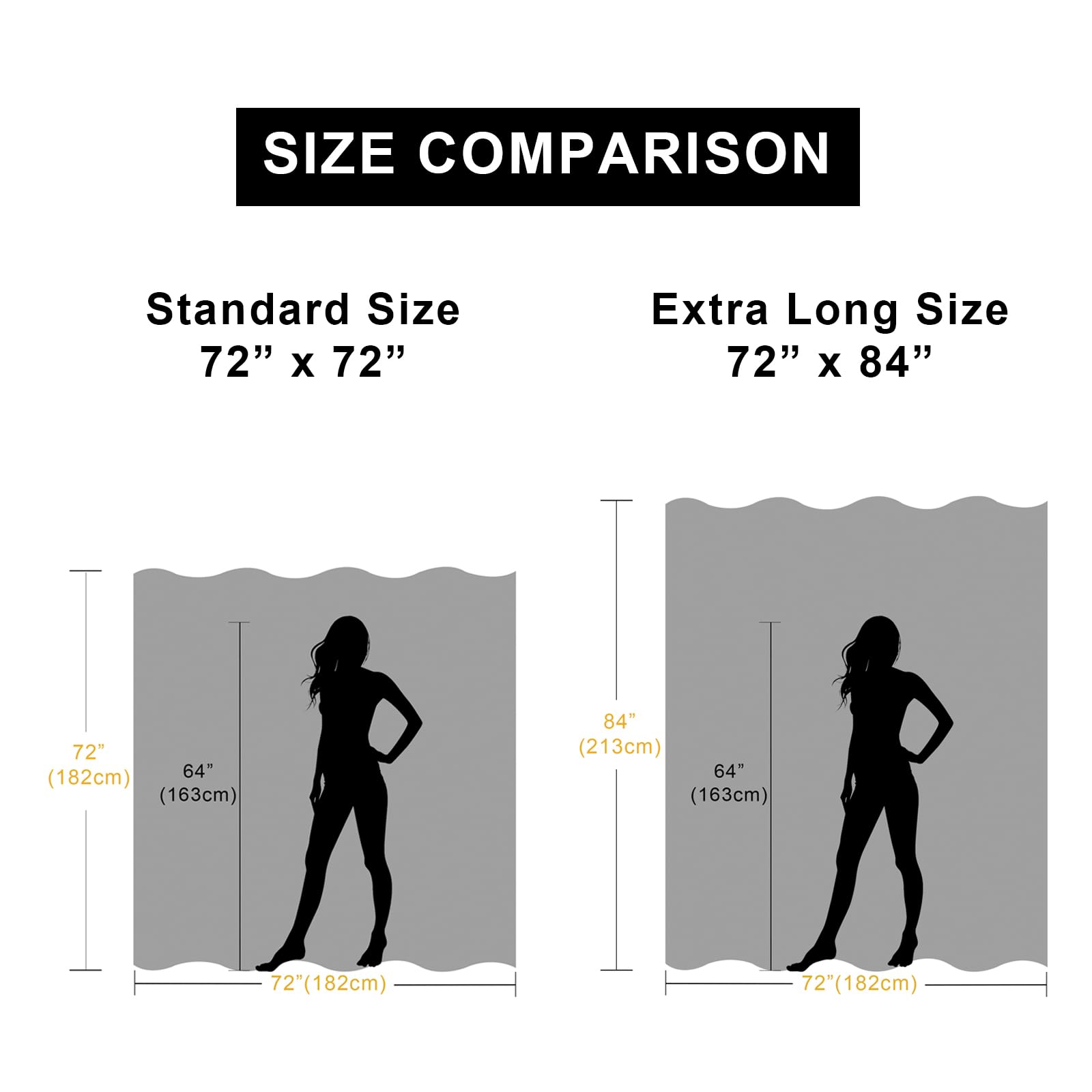 Tamgho Crushed Black Velvet Extra Long Shower Curtain 84 Inches Long, Luxury 84 Inch Shower Curtain Set With Gold Decro Hooks, W