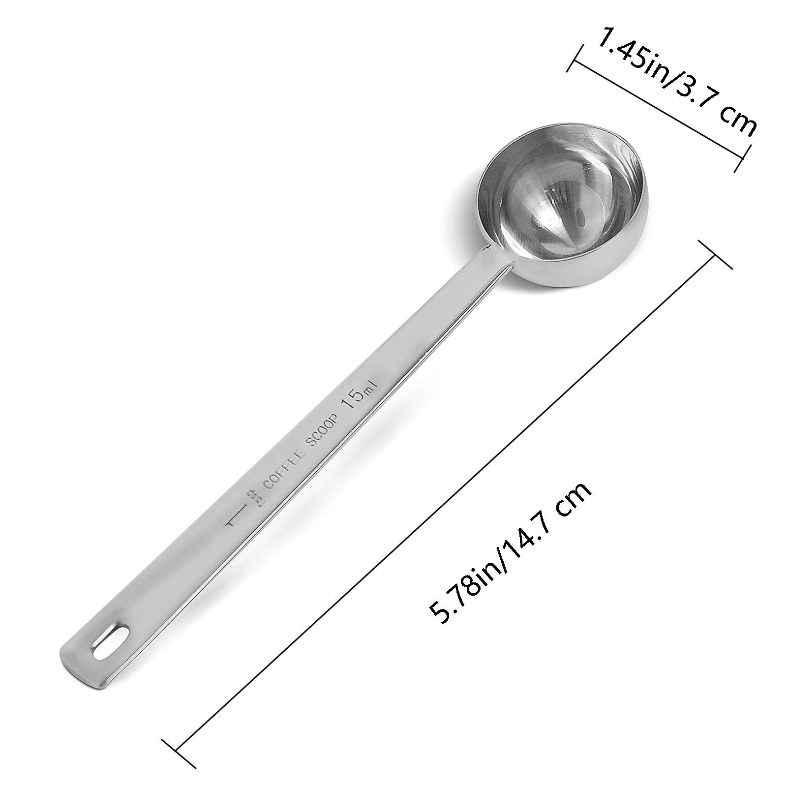 2-piece stainless steel coffee measuring spoon coffee scoop  coffee scoop 1 tablespoon  long handle coffee scoop suitable for coffee powder and coffee making (silver-2pcs-15ml)