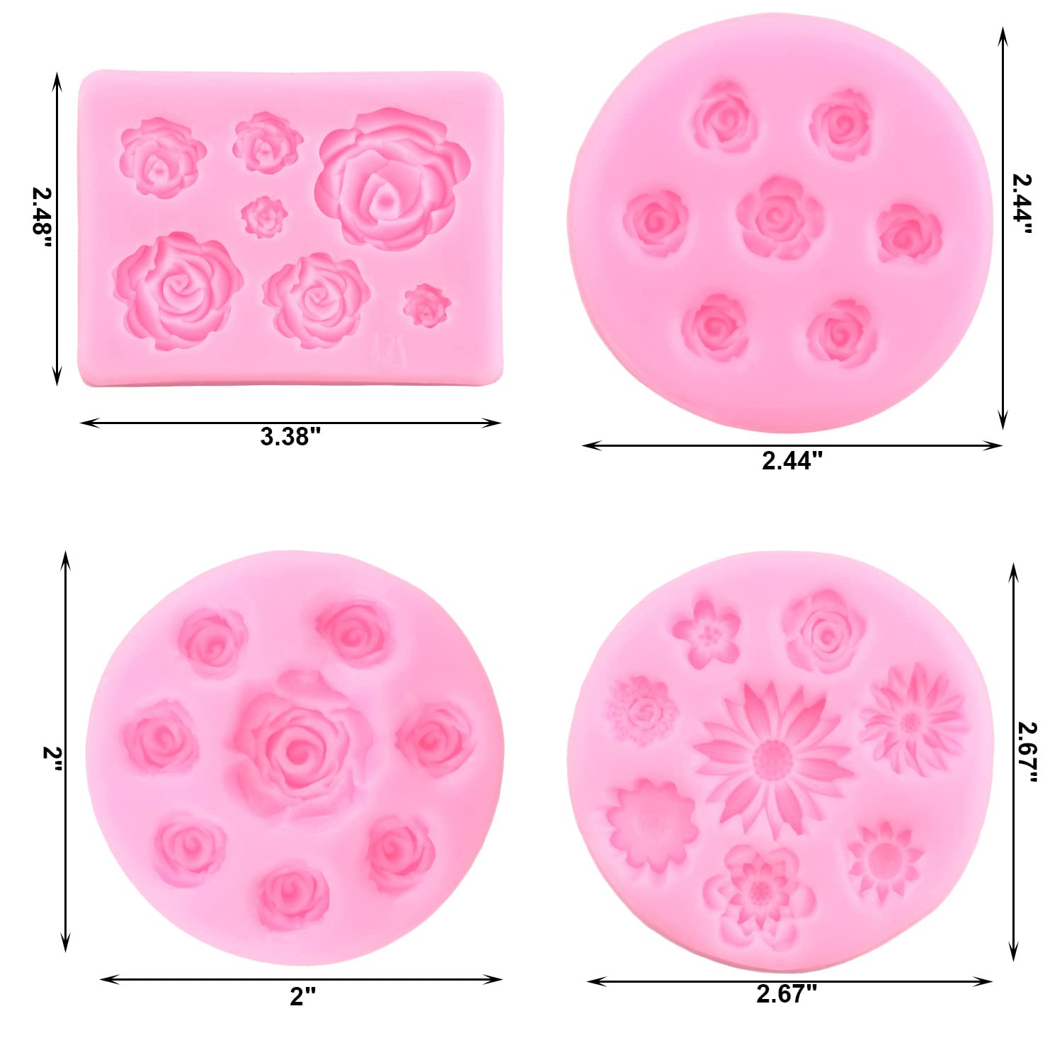 Zixiang Rose Flower Silicone Molds Daisy Flower Fondant Mold For Cake Decorating Cupcake Topper Candy Polymer Clay Chocolate Gum