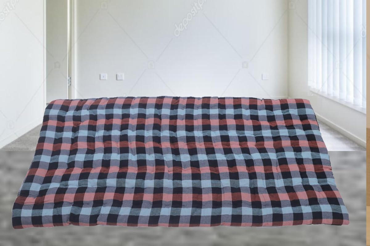 Homychair 2Inch So Cotton Filled Mattress Gadda (Multicolour) (6x3)