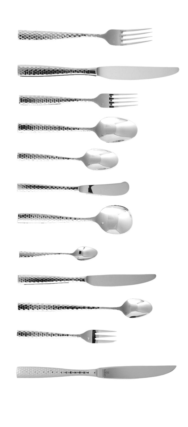 Fortessa Lucca Faceted 18/10 Stainless Steel Flatware Serving Spoon, 9-Inch