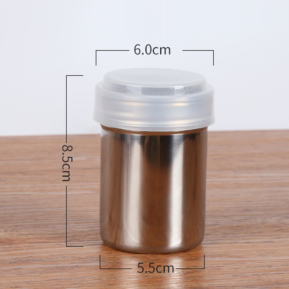 2 Pcs Chocolate Shaker Coffee Powder Cocoa Flour Icing Sugar Sifter Stainless Steel Mesh Shaker Powder Cans With Lid For For Bak