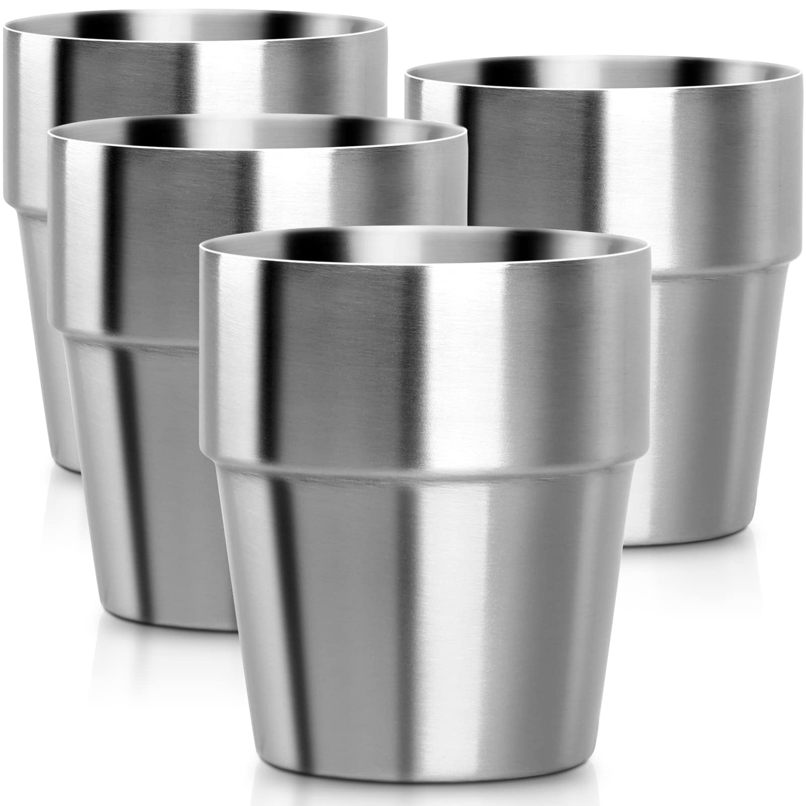 Beasea Stainless Steel Insulated Cup, 10 Oz Stackable Stainless Steel Cups Set Of 4, Small Metal Cup Double Wall Vacuum Insulate