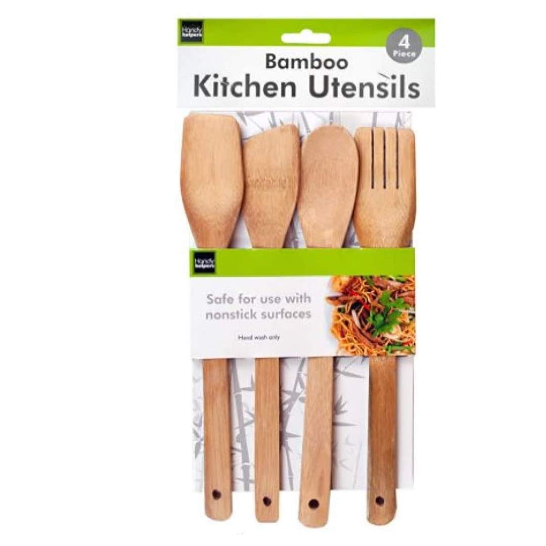 4 Piece Bamboo Kitchen Utensils Set