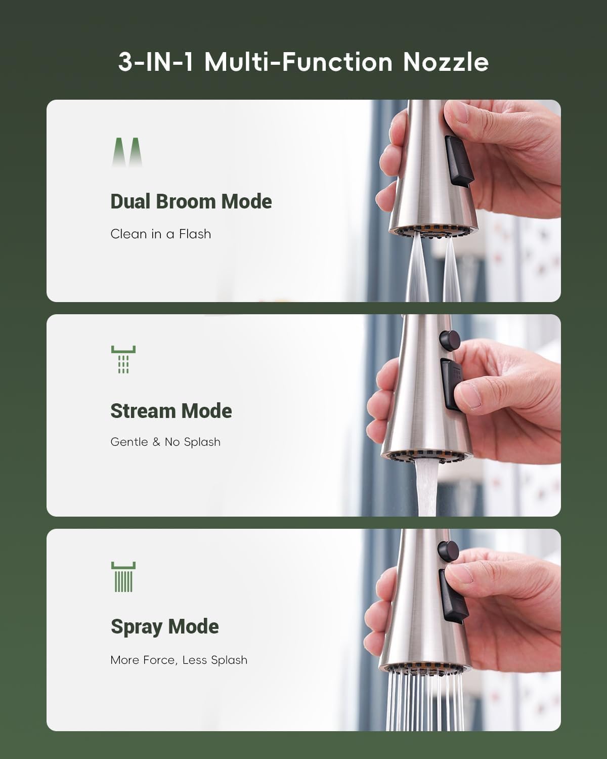 APPASO Commercial Kitchen Faucet Pull Down Sprayer with Soap Dispenser - Stainless Steel Brushed Nickel High Arc Tall Modern Single Handle Spring Kitchen Sink Faucet with Pull Out Spray