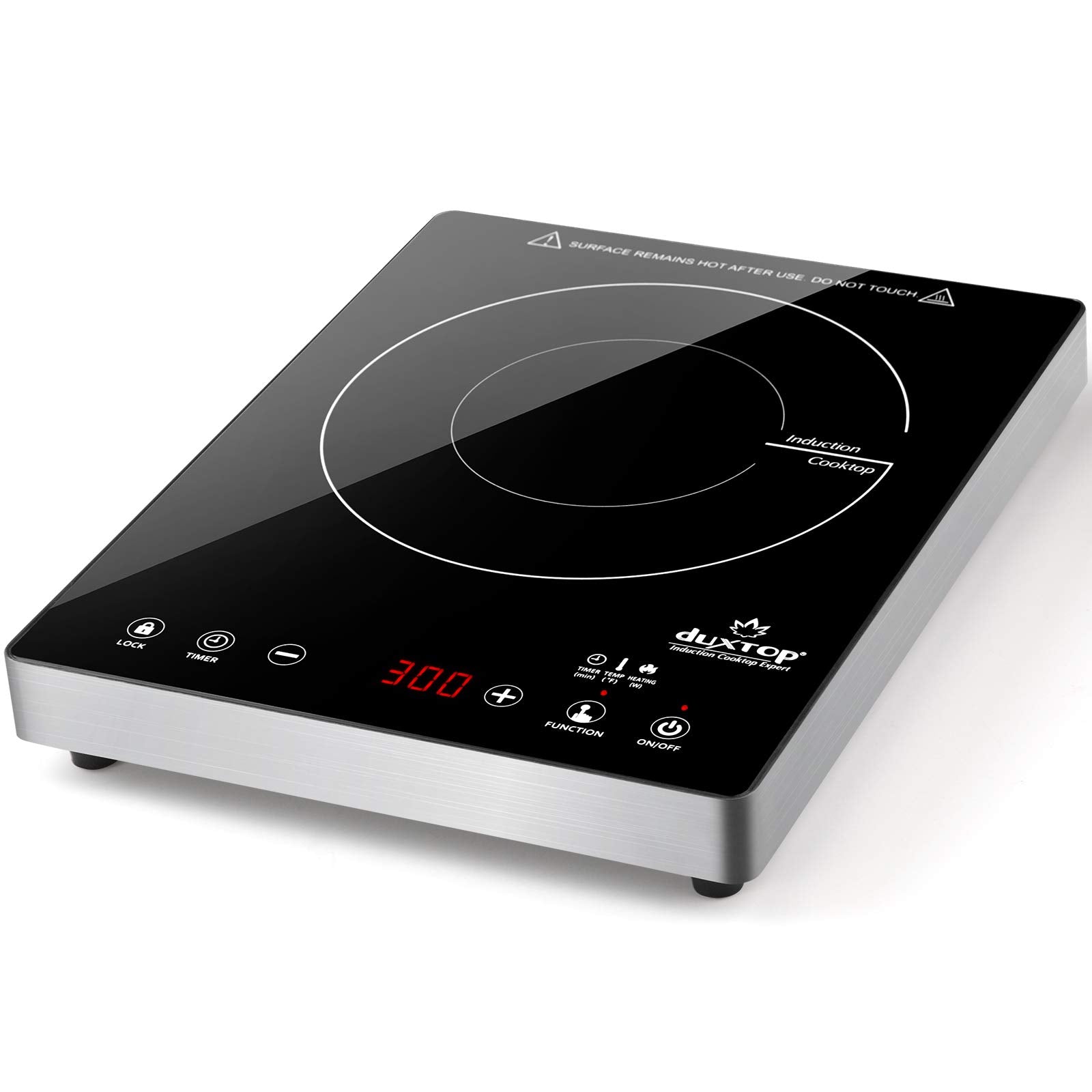 Duxtop Portable Induction Cooktop, High End Full Glass Induction Burner with Sensor Touch, 1800W Countertop Burner with Stainles