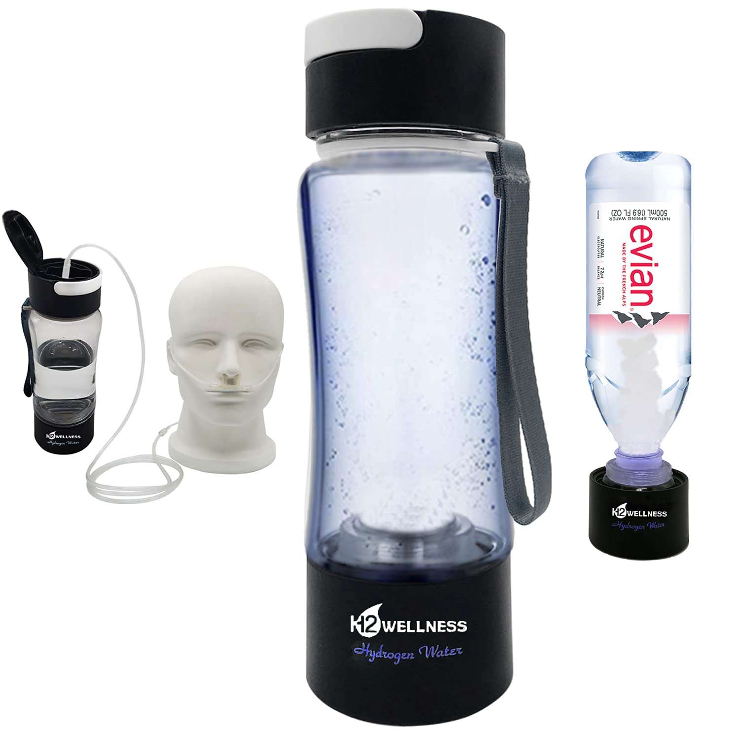 H2Wellness  - Molecular Hydrogen Water Bottle, 400Ml Portable Hydrogen Water Maker, Hydrogen Water Generator With Portable Inhal