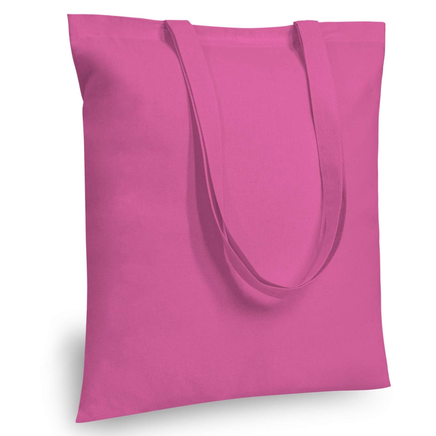 Topdesign 12-Pack Economical 16''X15'' Pink Cotton Tote Bag, Lightweight Medium Reusable Grocery Shopping Cloth Bags, Suitable F
