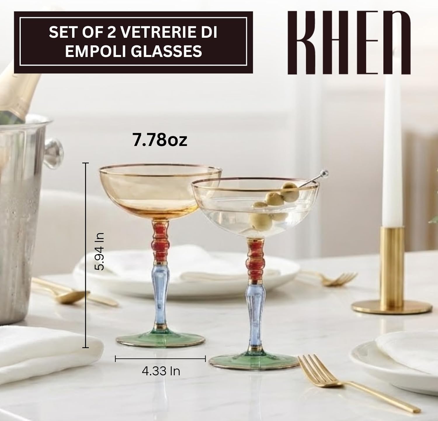 Khen Ravello Coupe Glassware - Set of 2