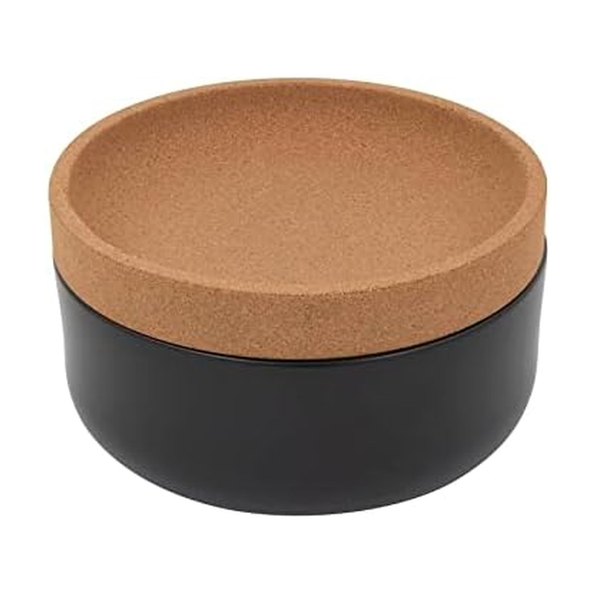 Kamenstein Ceramic and Cork Large Breathable Produce Bowl with Lid to Naturally Extend Produce Freshness, Natural Cork and Black