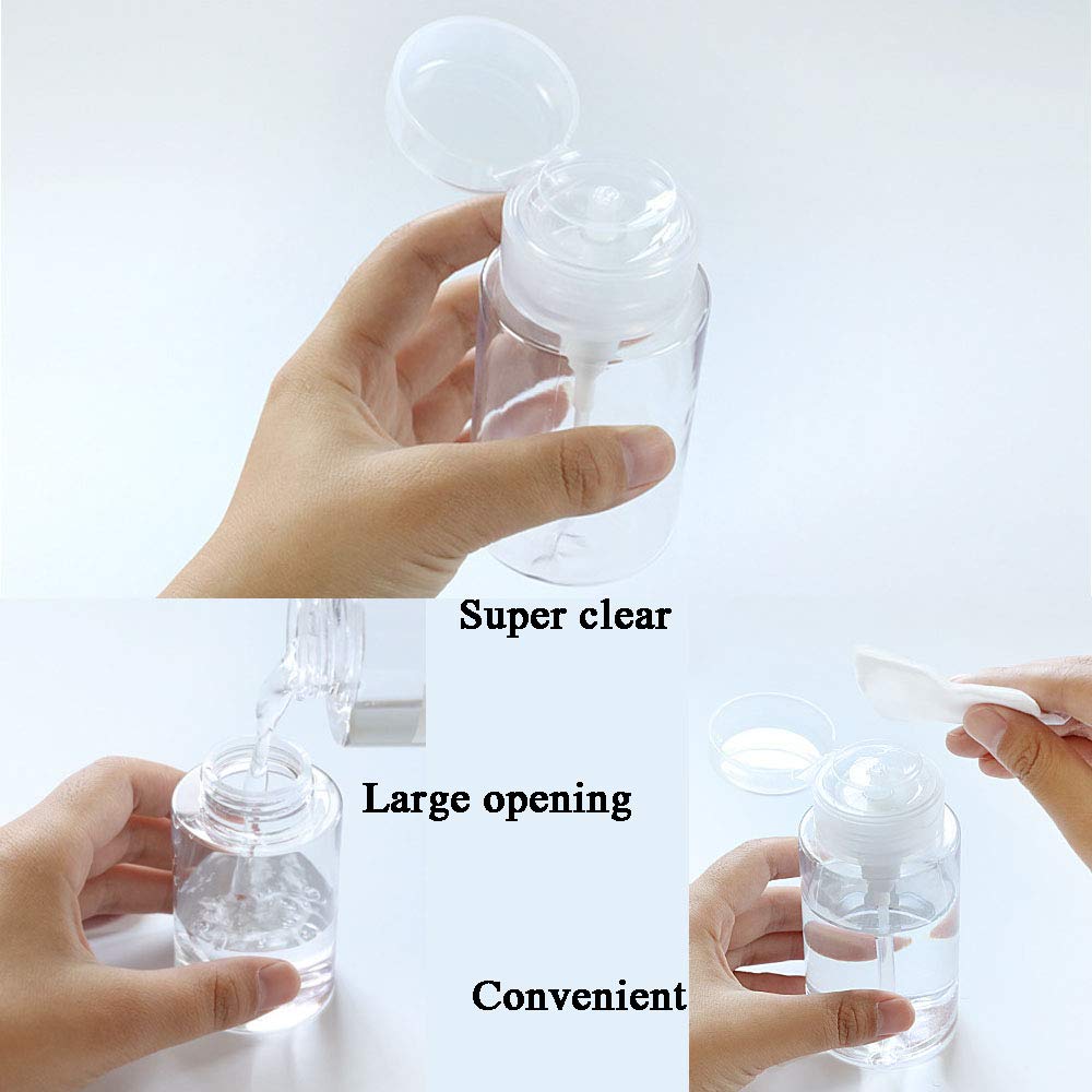 Akoak Petg Push Down Empty Pump Dispenser Bottle For Nail Polish And Makeup Remover,Bpa Free,150Ml(5Oz)