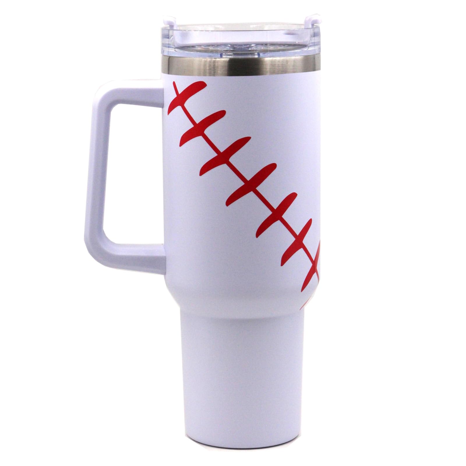 FMYWZS Baseball Tumbler with Handle and Straw 40 oz Insulated Stainless Steel Cup, Baseball Accessories Stuff Gifts for Mom Men 