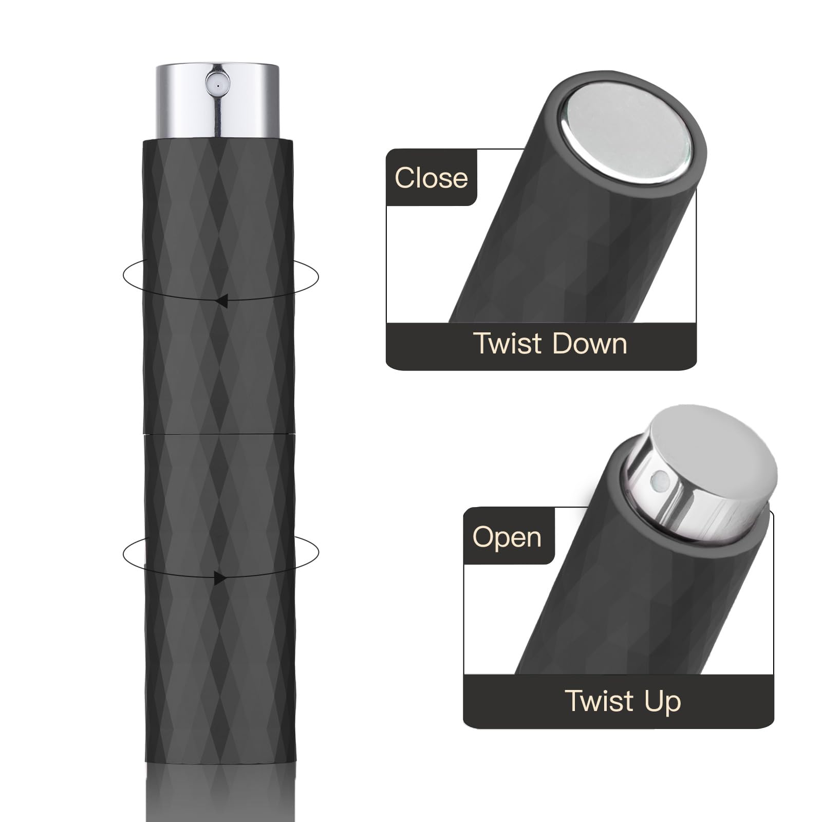 Lisapack 8Ml Perfume Atomizer Spray Bottle (2 Pcs) Empty Cologne Dispenser Portable (Black, Grey)