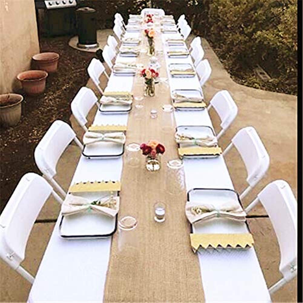 Ozxchixu Jute Burlap Table Runner-12'' Wide X 10 Yards Long Burlap Fabric Roll Perfect For Weddings, Table-Runners, Decorations