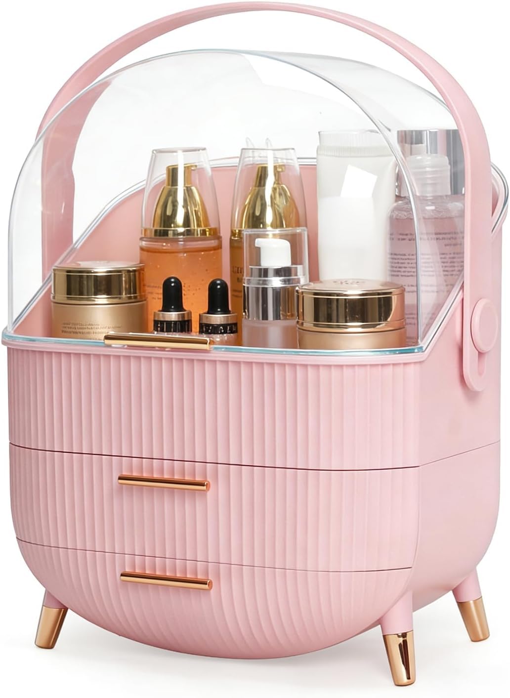 Jialto Storage Box, Organiser For Makeup & Skincare, Large Makeup Organizer With Dustproof Cover & Drawers, Cosmetic Storage For