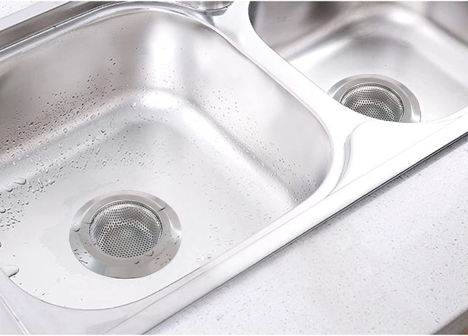 Vip Home Essentials Stainless Steel Sink Strainer Set- 5 Pieces, Fits Most Kitchen, Bathroom Sinks, Shower Drains