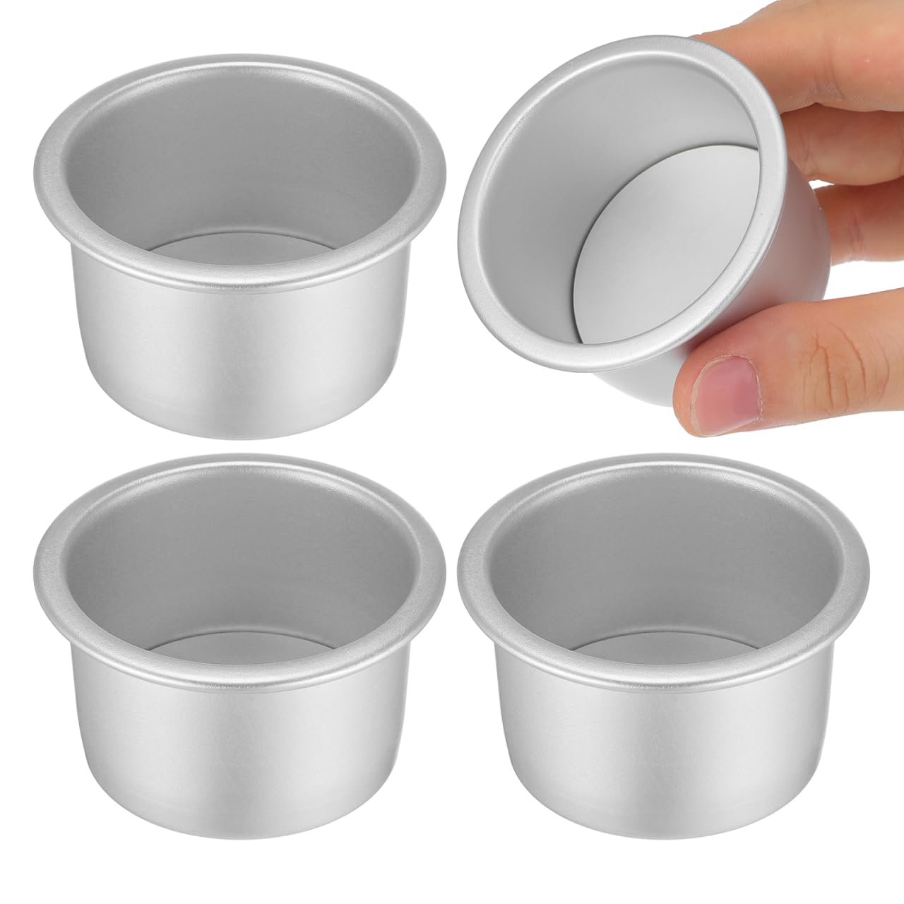 Ciieeo 2inch Aluminum Alloy Round Cake Pan 4pcs NonStick Round Cake Tins Removable Bottom Baking Mold Mini Round Cake Cup Tins 