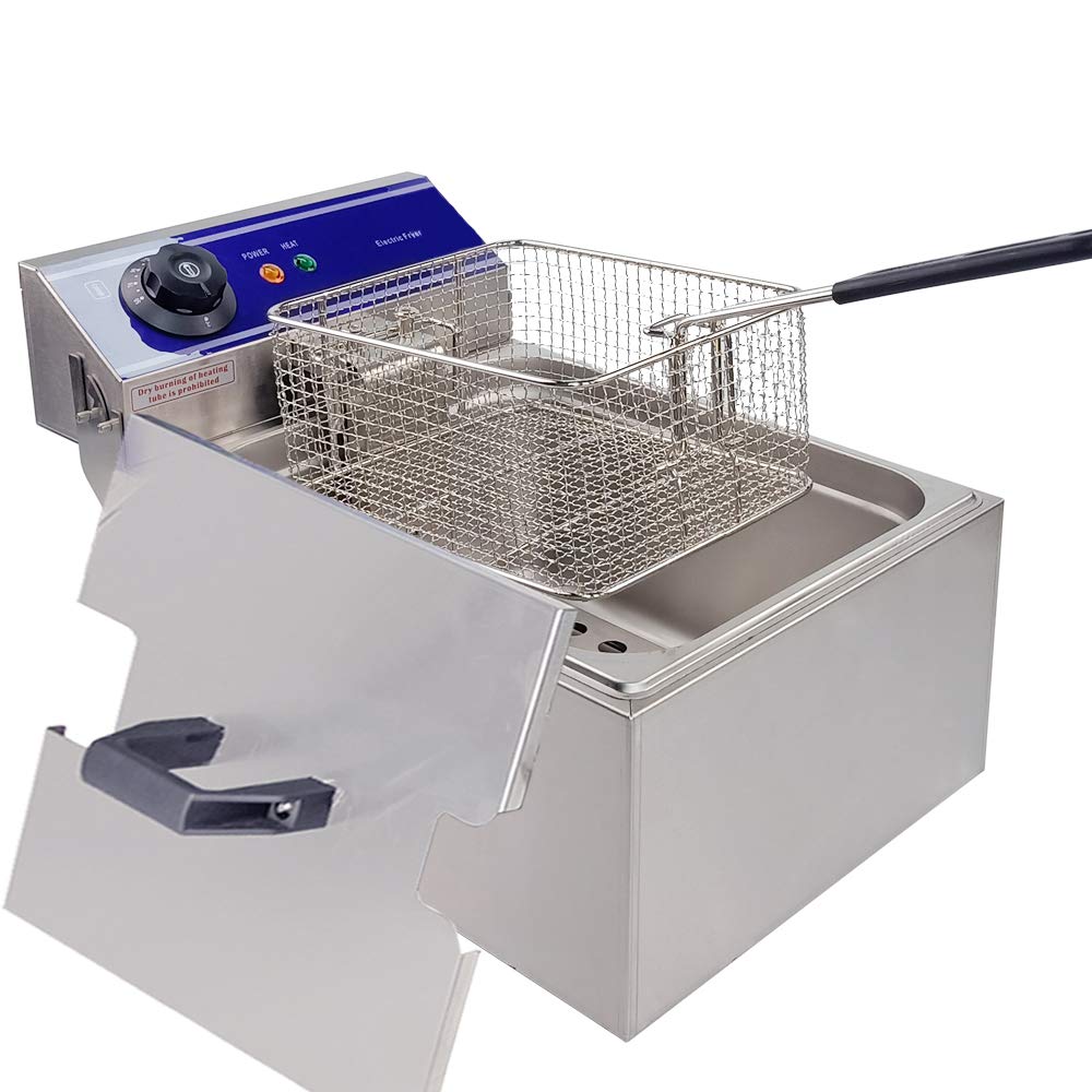 Dulong Commercial Electric Deep Fryer Countertop Stainless Steel Deep Fryer W/ Temperature Control Single Large Tank French Frie