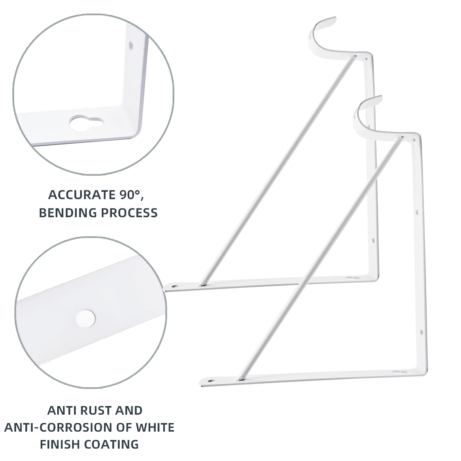 Home Master Hardware 10 Pack Heavy Duty Closet Shelf & Rod Brackets, Wall Mounted Closet Shelves Bracket With Rod Support For Bo